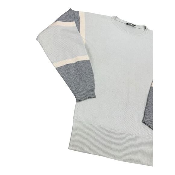 Theory 100% Cashmere Colorblock Sweater Pale Winter Green Husky Ivory sz XS - Picture 4 of 10